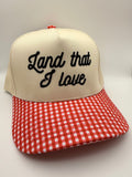 Land that I love — red gingham hat