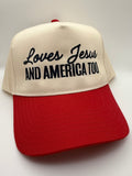 loves Jesus & America too — red brim hat