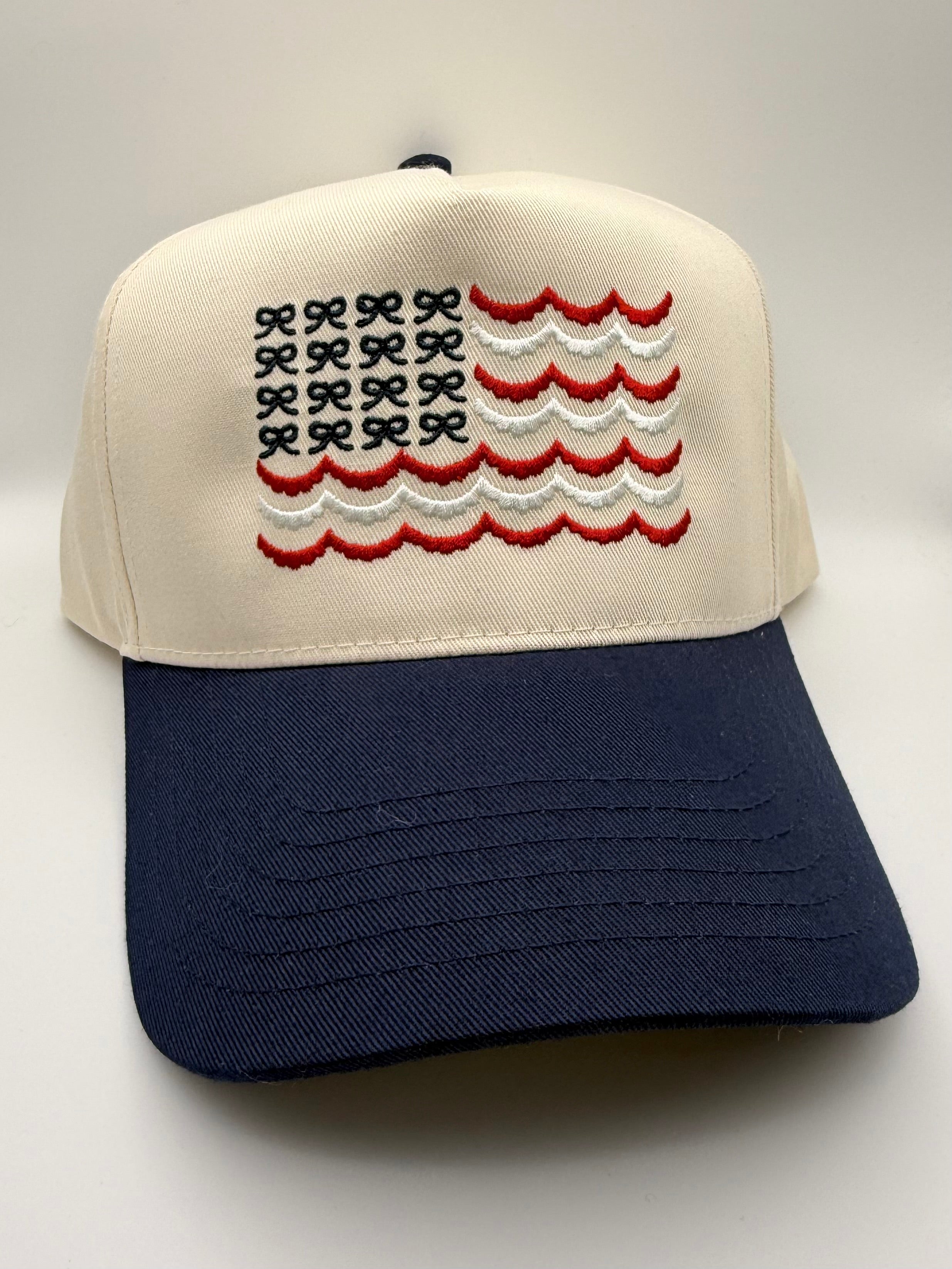 bows & scallops — flag hat
