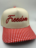 Freedom — red gingham hat