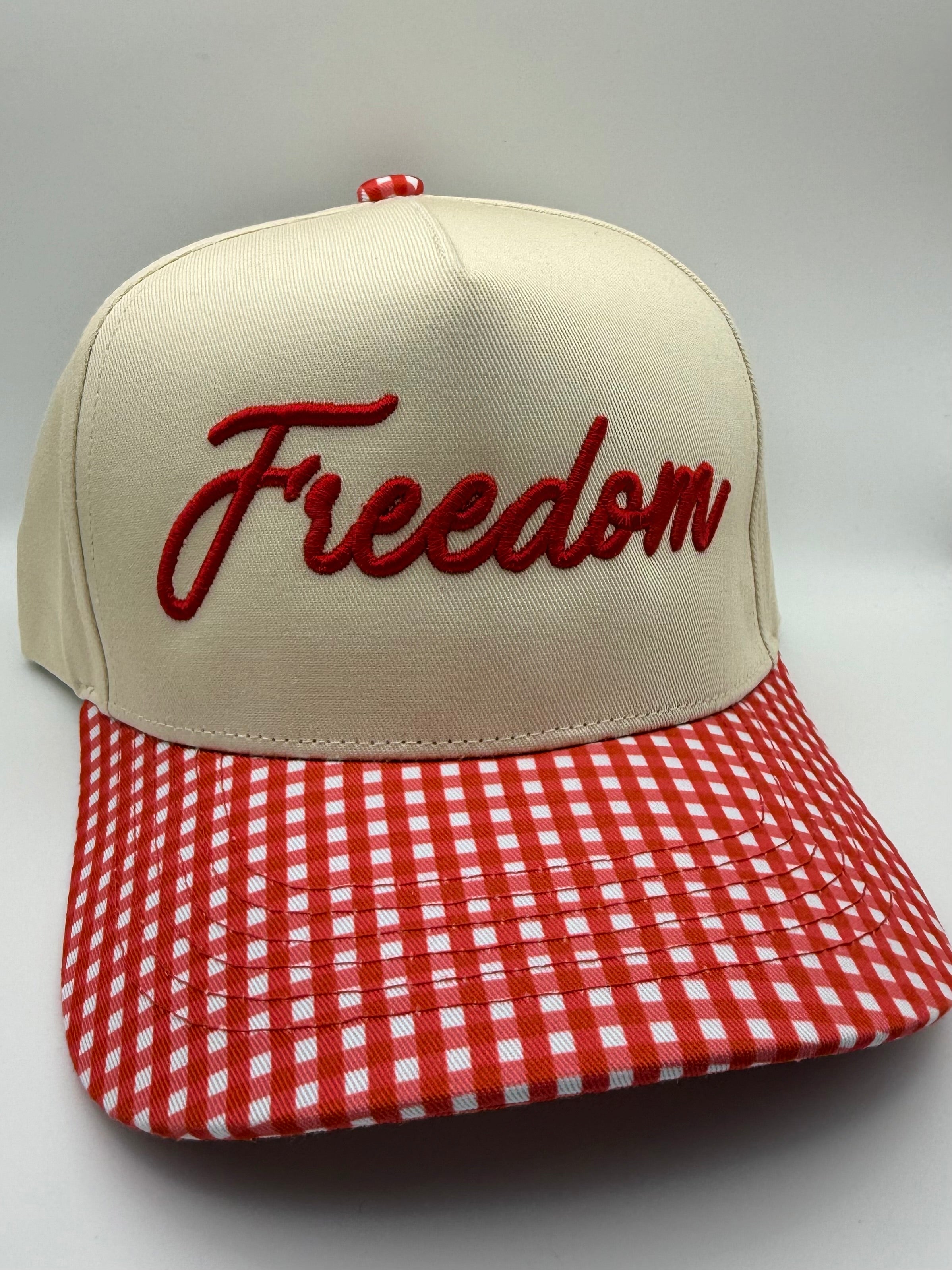Freedom — red gingham hat