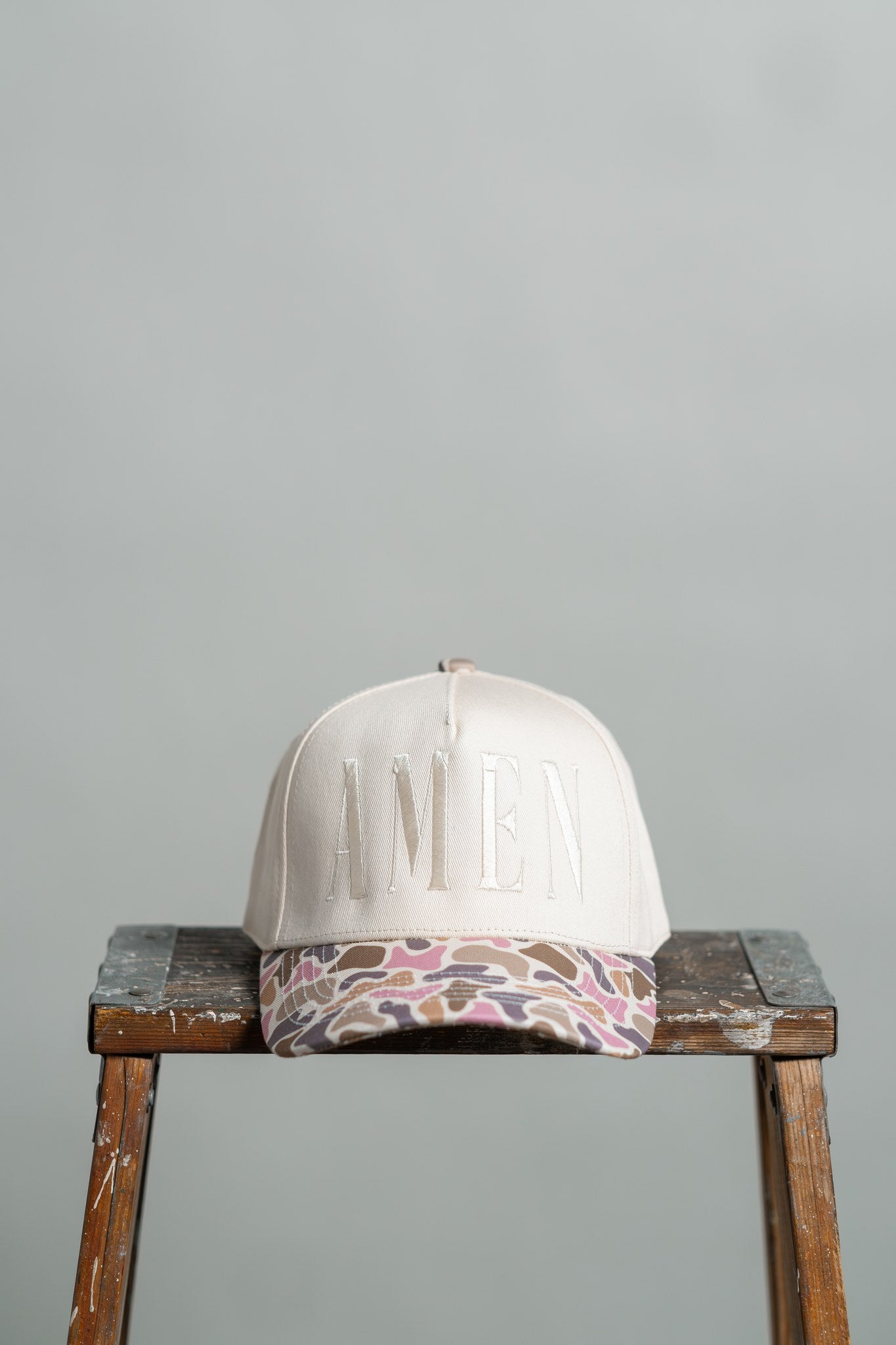 amen - pink duck camo brim hat