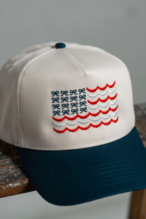 bows & scallops — flag hat