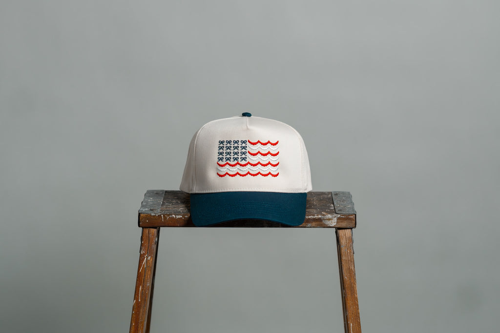 bows & scallops — flag hat