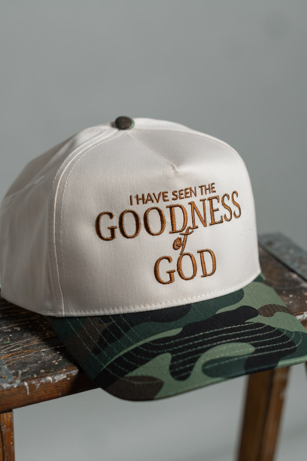 i have seen the goodness of God — camo brim hat